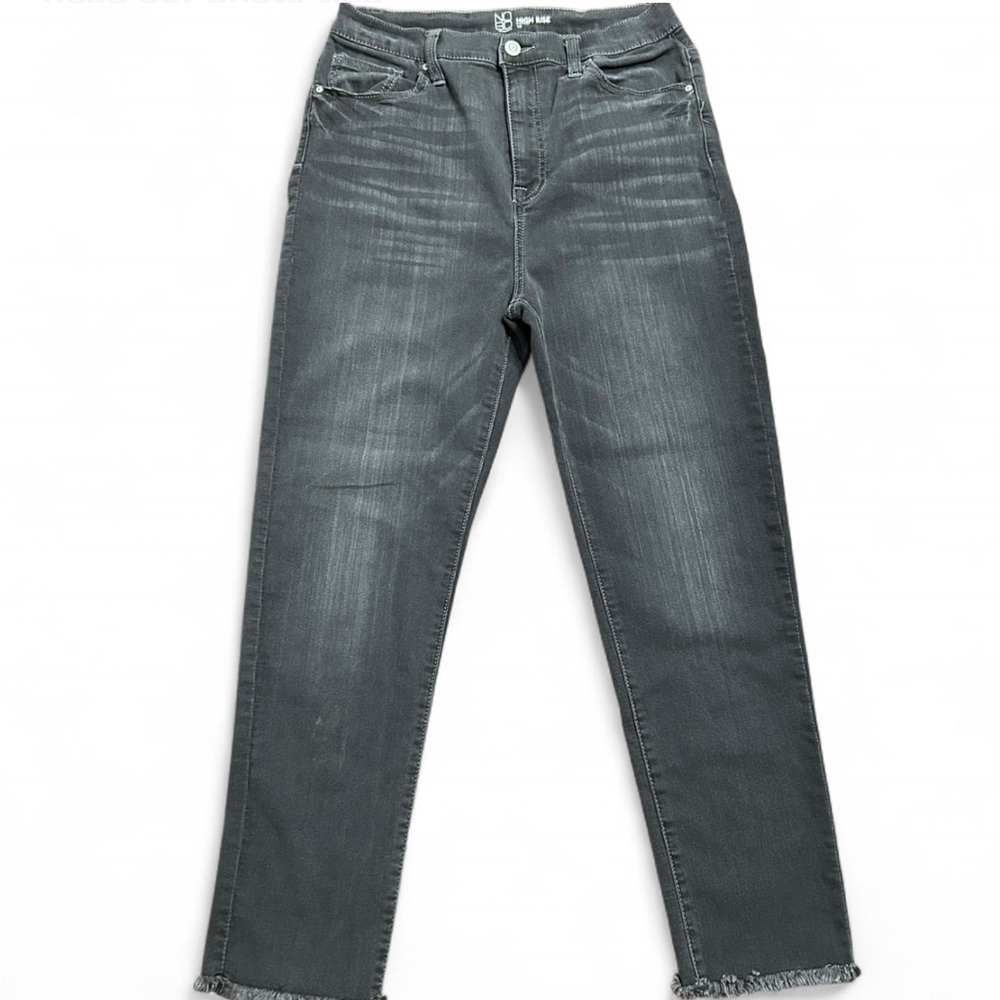 NOBO Charcoal High Rise Straight Leg Women's Jeans with Frayed Hem 15 Exel. Cond